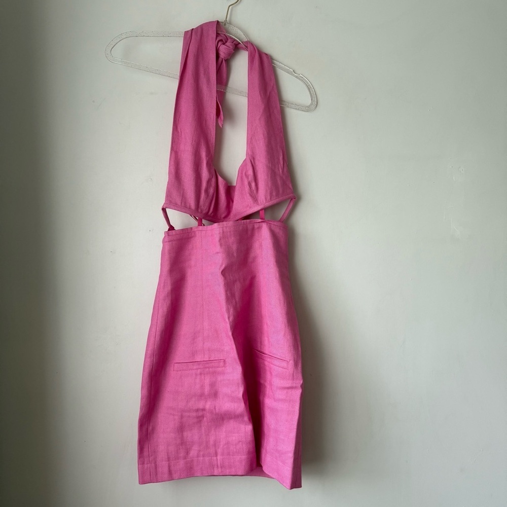 Jacquemus Le Splash Limao Pink Cutout Twill Halterneck Mini Dress FR 36 / US 4 - Picture 8 of 12